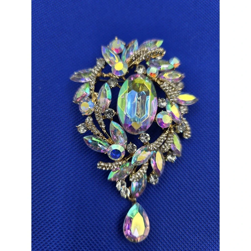 Retro‎ Shiny Glass Rhinestone Alloy Brooch, Exaggerated Coat Accessories Pin